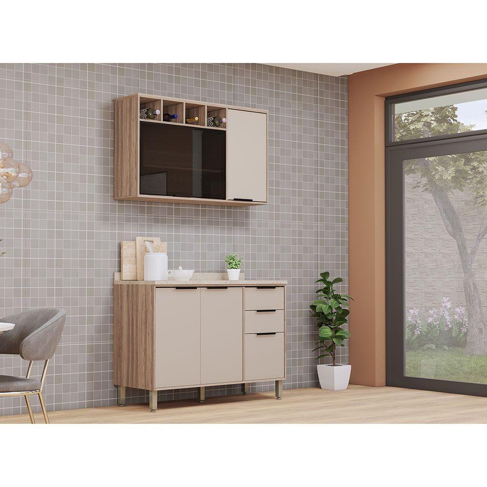 Cozinha Modulada Compacta 2 Peças Com Tampo Aspen Luciane Mó Vanilla/beige - 1