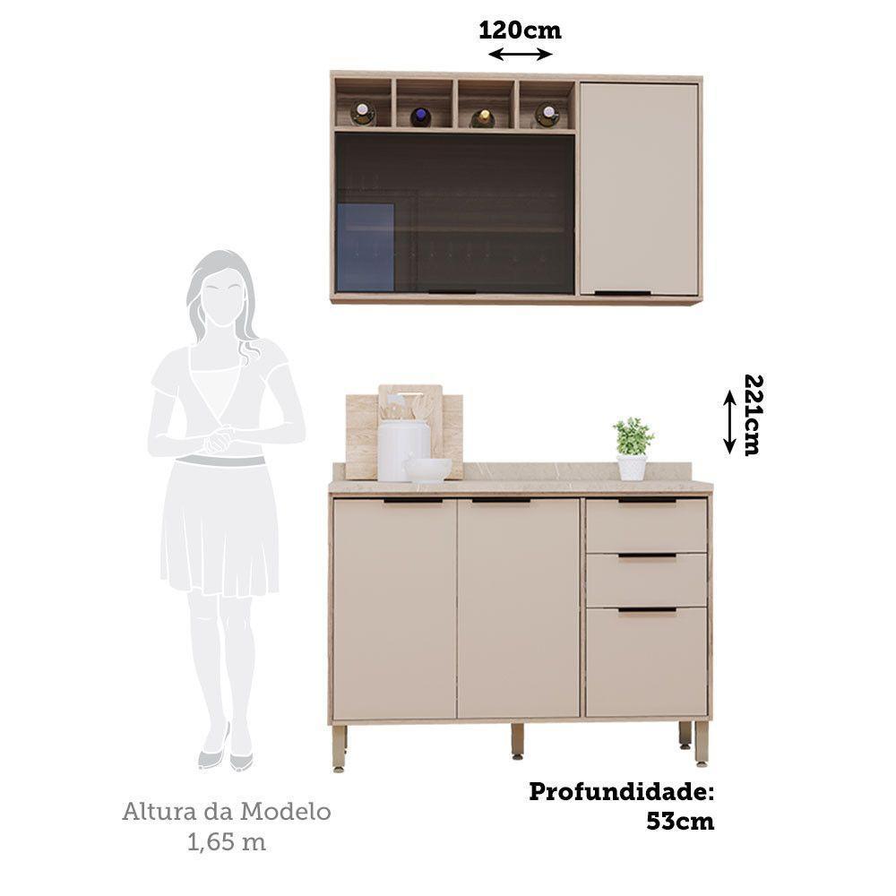 Cozinha Modulada Compacta 2 Peças Com Tampo Aspen Luciane Mó Vanilla/beige - 2