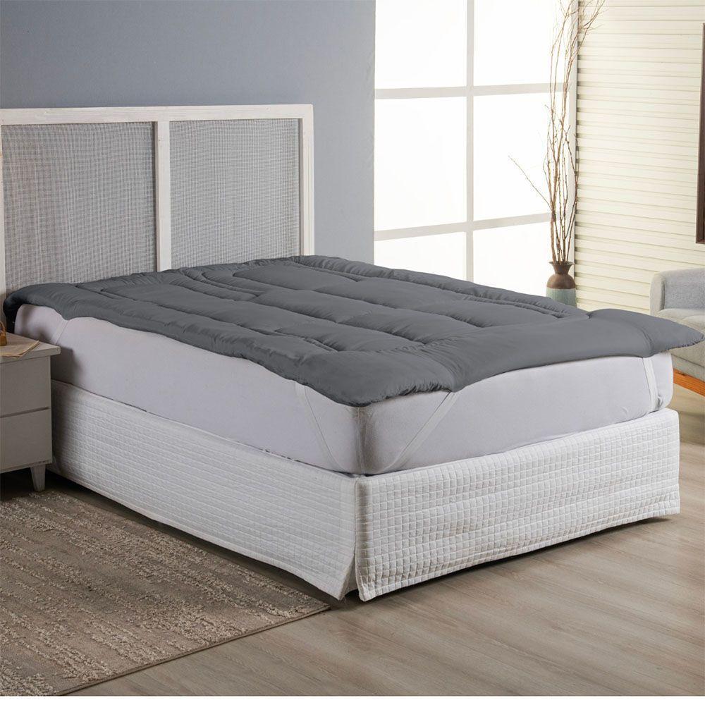 Protetor Colchão Pillow Top Casal King Micropercal 400 Fios 100% Poliéster Extra Macio - Cinza - 1