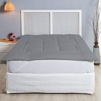 Protetor Colchão Pillow Top Casal King Micropercal 400 Fios 100% Poliéster Extra Macio - Cinza - 2