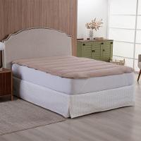 Protetor Colchão Pillow Top Casal Padrão Malha 100% Algodão Toque Aveludado - Bege - 2
