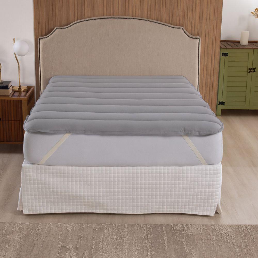 Pillow Top King Size Casa Scarpa Cotton Malha Algodão Super Macio - Cinza - 3