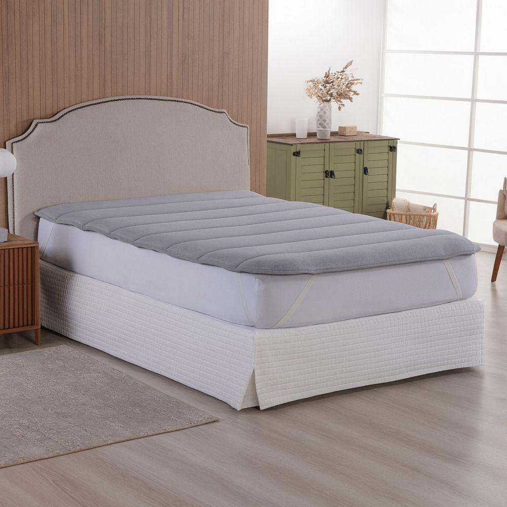 Pillow Top King Size Casa Scarpa Cotton Malha Algodão Super Macio - Cinza - 5