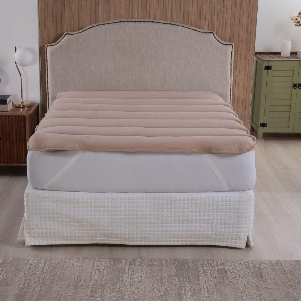 Pillow Top Queen Casa Scarpa Cotton Malha Algodão Super Macio - Bege - 3