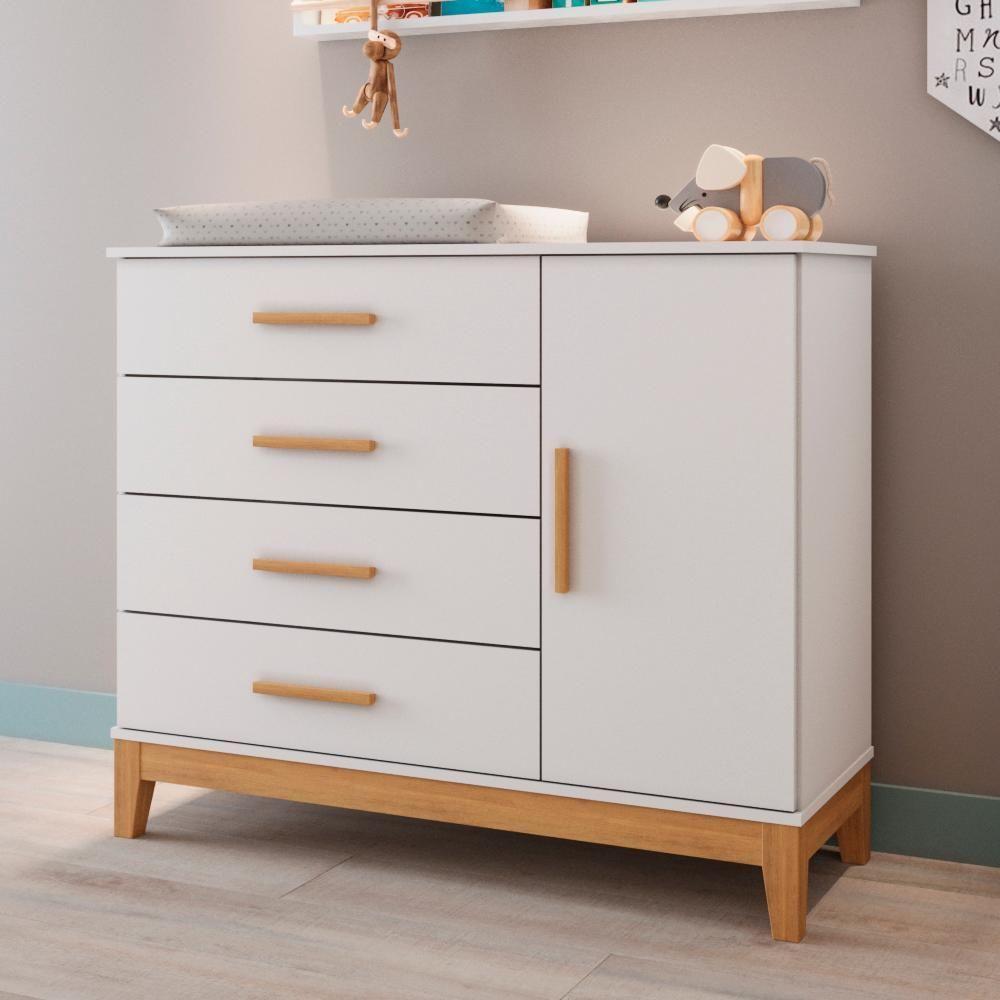 Cômoda Infantil Helen Com Fraldário Branco Carolina Baby - 1