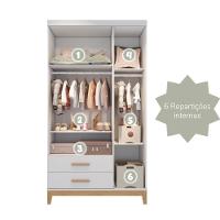 Guarda Roupa Infantil Helen 3 Portas Branco Carolina Baby - 8