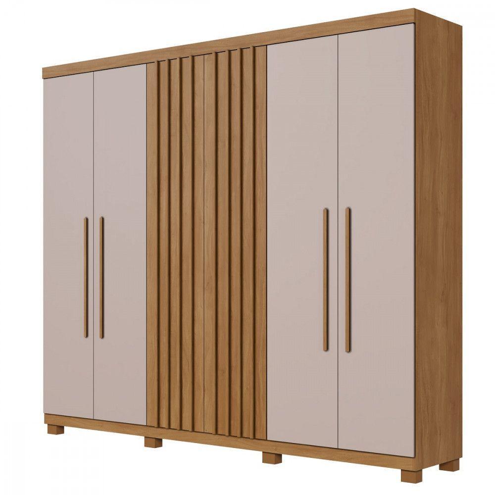 Guarda-roupa 6 Portas Millano Cinamomo Off White Ripado - 1