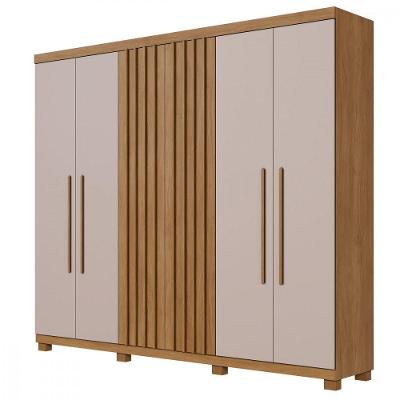 Guarda Roupa Casal Millano 6 Portas Ripado Cinamomo Off White MDP