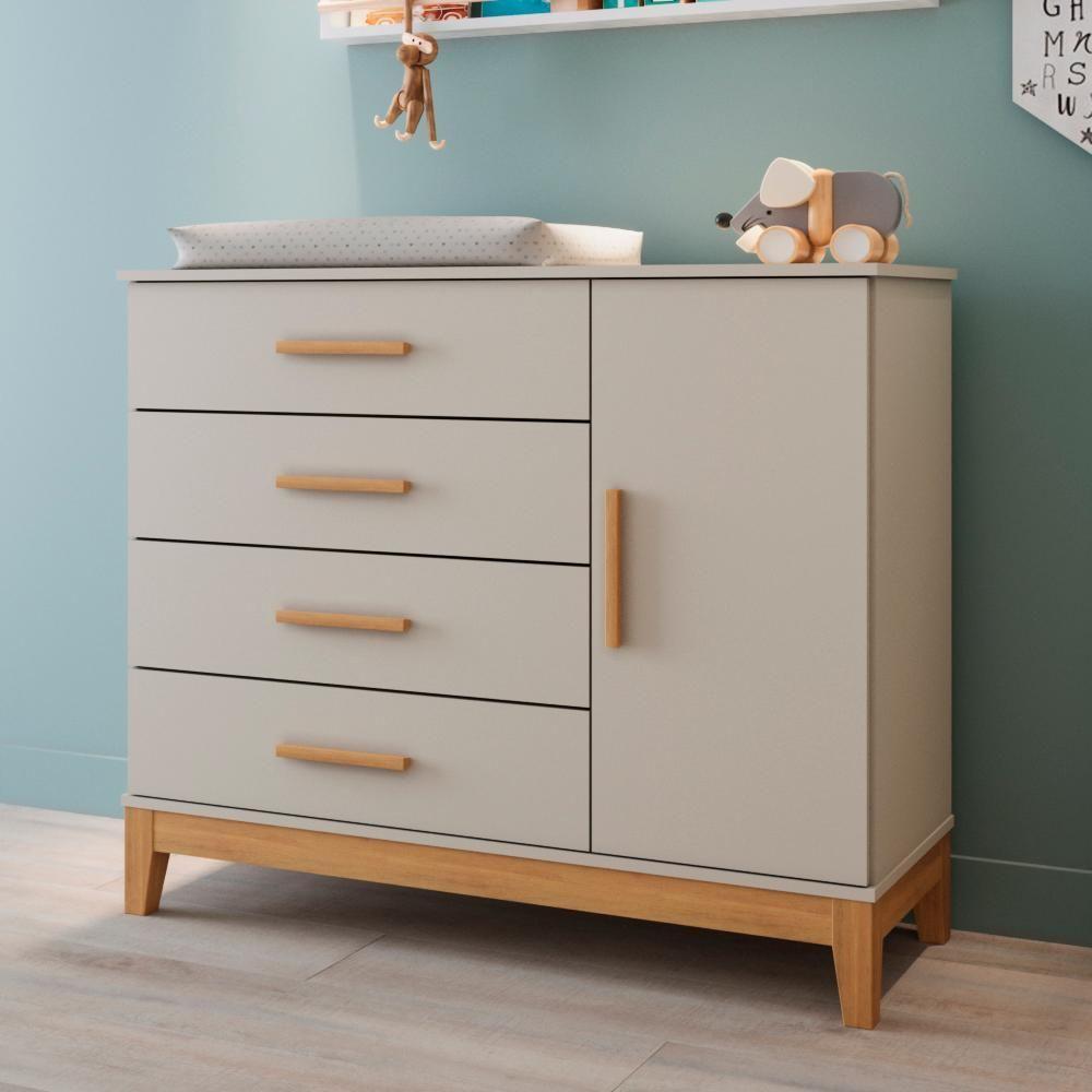 Cômoda Infantil Com Porta Helen Off White Com Cinamomo Carolina Baby - 1