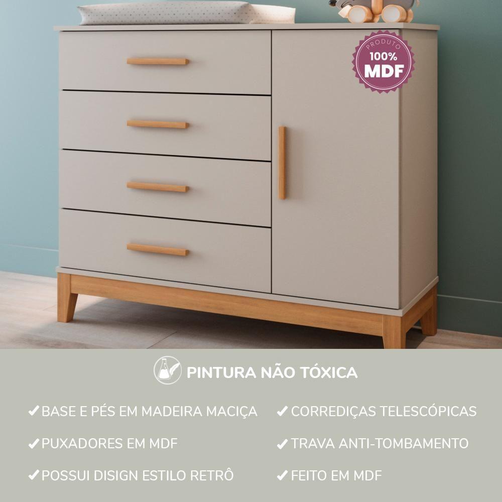 Cômoda Infantil Com Porta Helen Off White Com Cinamomo Carolina Baby - 10