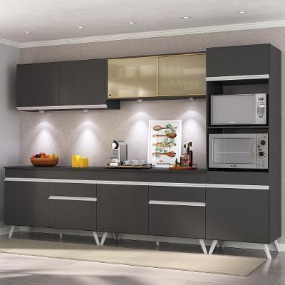 Armário de Cozinha Completa Mp2014 10 Portas 2 Gavetas Mdf 302 cm Preto