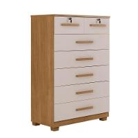 Cômoda Com Chave 7 Gavetas New Barcelona Cinamomo Off White - 1