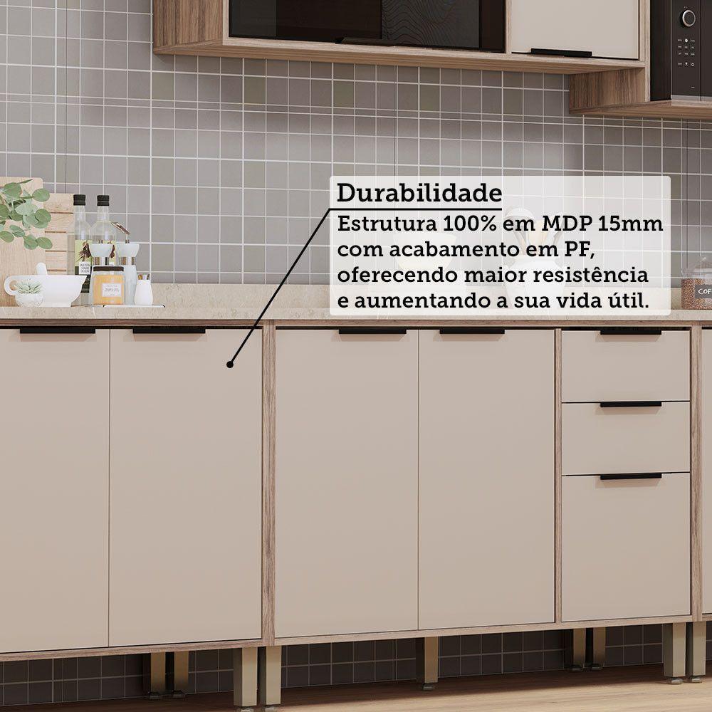 Cozinha Modulada Compacta 6 Peças Com Tampo Aspen Luciane Mó Vanilla/beige - 3