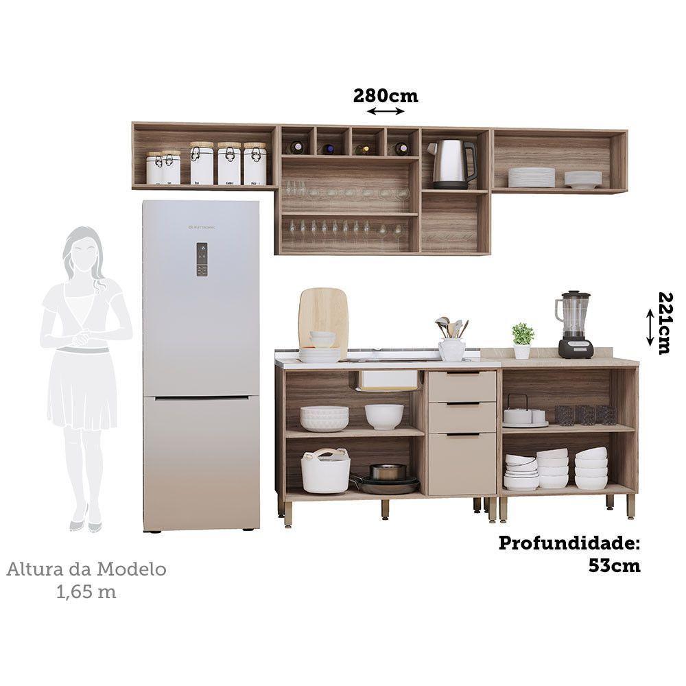 Cozinha Modulada Compacta 5 Peças Sem Tampo Aspen Luciane Mó Vanilla/beige - 2