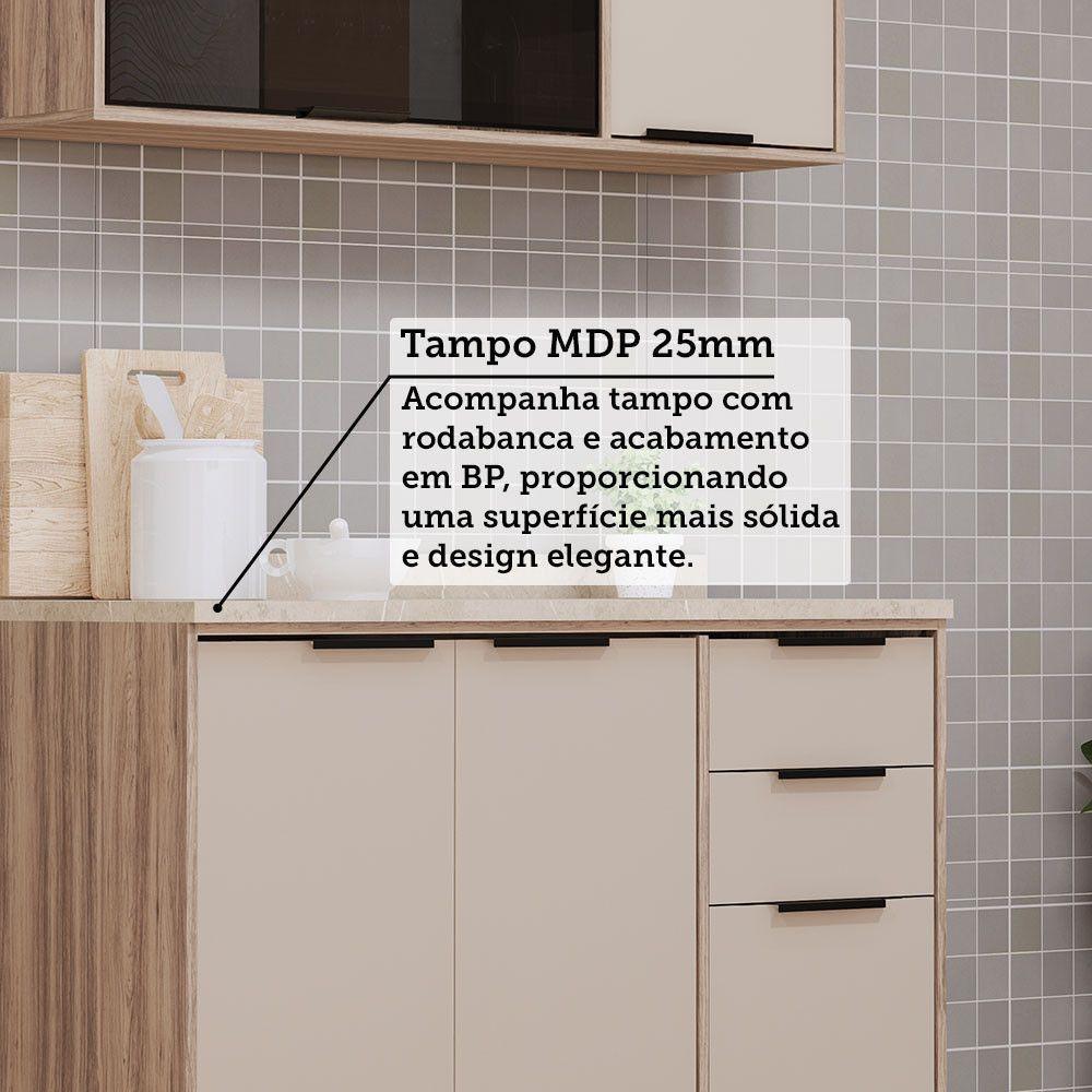 Cozinha Modulada Compacta 4 Peças Com Tampo Aspen Luciane Mó Vanilla/beige - 4