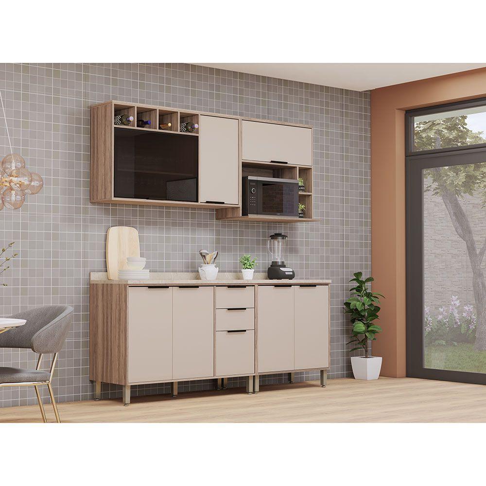 Cozinha Modulada Compacta 4 Peças Com Tampo Aspen Luciane Mó Vanilla/beige - 1