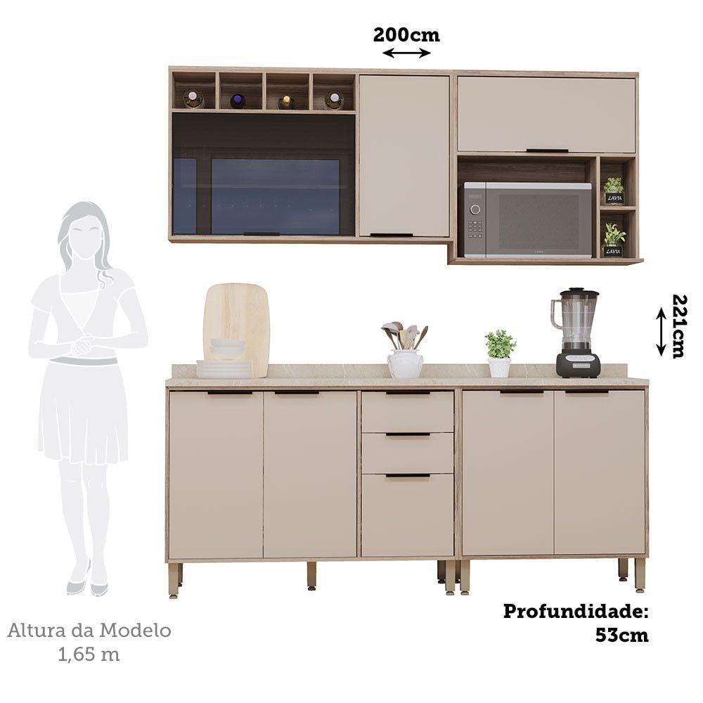 Cozinha Modulada Compacta 4 Peças Com Tampo Aspen Luciane Mó Vanilla/beige - 2