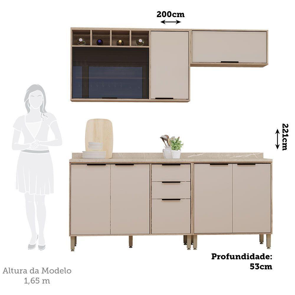 Cozinha Modulada Compacta 4 Peças Com Tampo Aspen Luciane Mó Vanilla/beige - 2