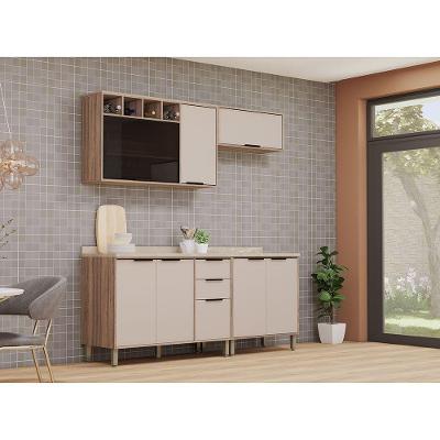 Cozinha Modulada Compacta 4 Peças Com Tampo Aspen Luciane Mó Vanilla/beige