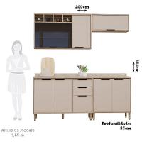 Cozinha Modulada Compacta 4 Peças Com Tampo Aspen Luciane Mó Vanilla/beige - 2