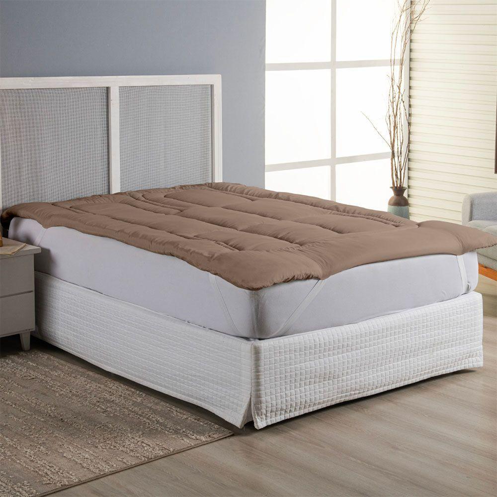 Protetor Colchão Pillow Top Solteiro Micropercal 400 Fios 100% Poliéster Extra Macio - Bege - 1