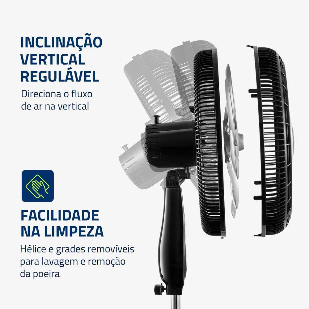 Ventilador De Coluna Mondial 40cm Super Turbo Tech VTX-40C-8P-CR Preto/Prata 110V - 5