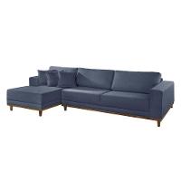 Sofá Cronos Linho 4 Lugares Chaise Lado Esquerdo Meu Sofá On A259 Linho Azul - 2