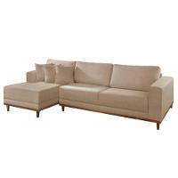 Sofá Cronos Linho 4 Lugares Chaise Lado Esquerdo Meu Sofá On A226 Linho Bege - 2
