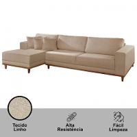 Sofá Cronos Linho 4 Lugares Chaise Lado Esquerdo Meu Sofá On A226 Linho Bege - 3