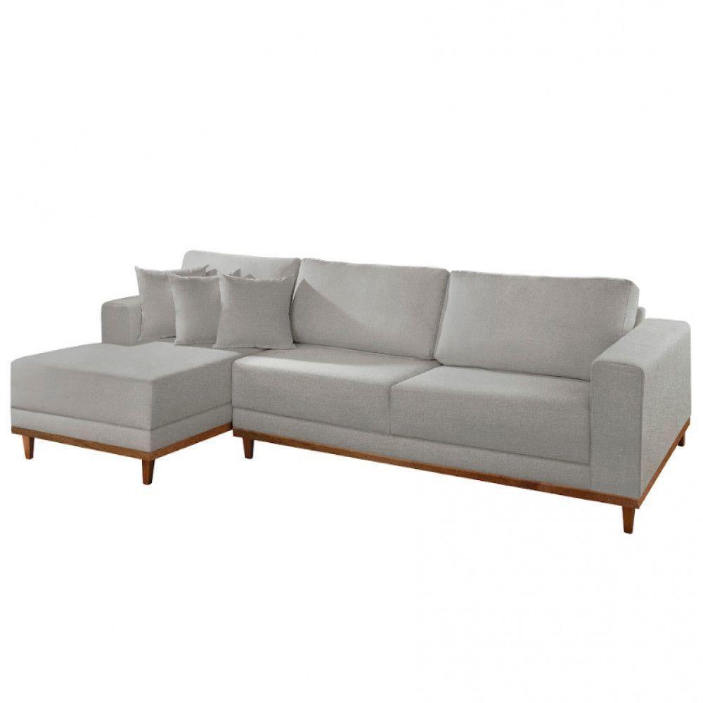 Sofá Cronos Linho 4 Lugares Chaise Lado Esquerdo Meu Sofá On A230 Linho Cinza - 2