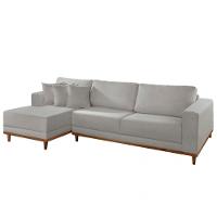 Sofá Cronos Linho 4 Lugares Chaise Lado Esquerdo Meu Sofá On A230 Linho Cinza - 2