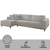 Sofá Cronos Linho 4 Lugares Chaise Lado Esquerdo Meu Sofá On A230 Linho Cinza - 3