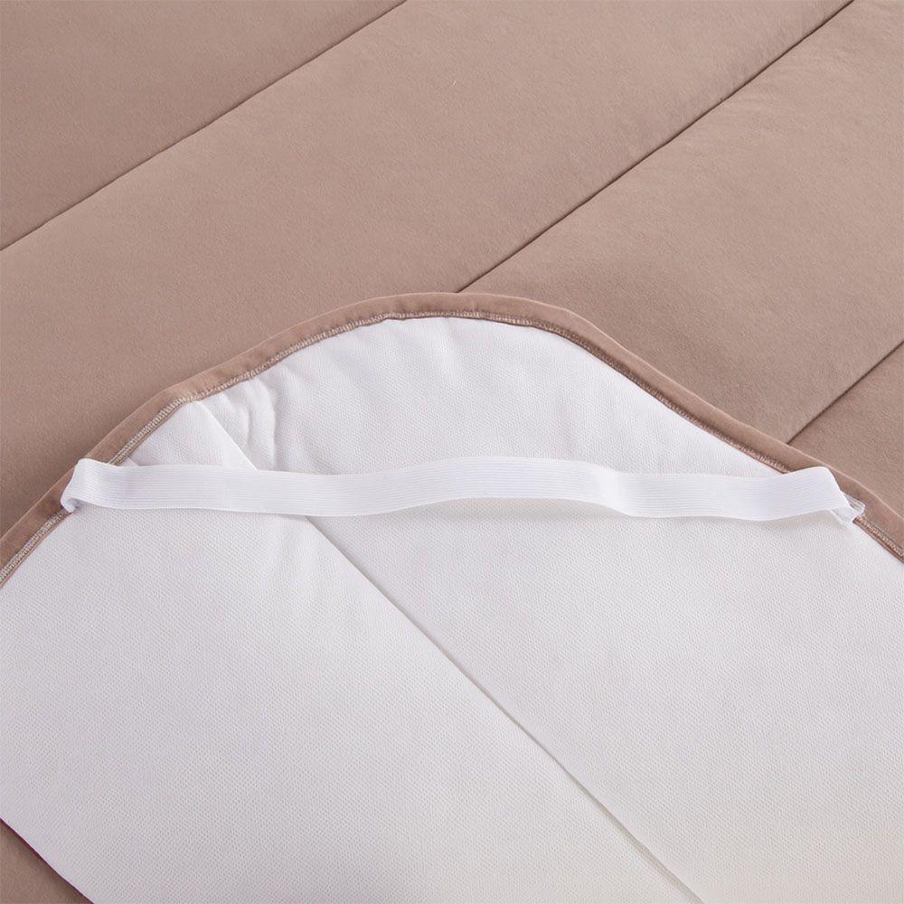 Protetor Colchão Pillow Top Solteiro Malha 100% Algodão Toque Aveludado - Bege - 5
