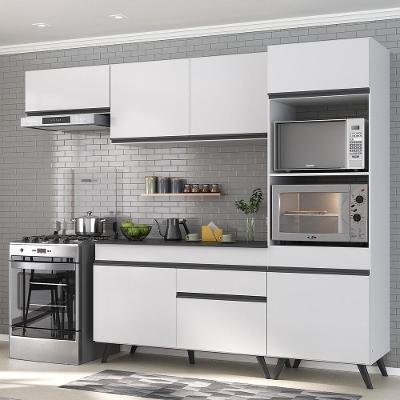 Cozinha Compacta Mp3690 7 Portas 1 Gaveta MDP 252 cm Branco com Balcão e Armário para Forno