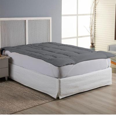 Protetor Colchão Pillow Top Casal Padrão Micropercal 400 Fios 100% Poliéster Extra Macio - Cinza