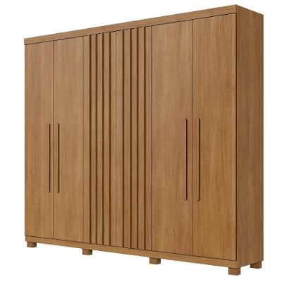 Guarda Roupa Casal Millano 6 Portas Ripado Cinamomo MDP