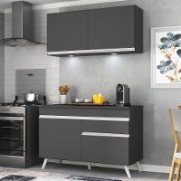 Armário De Cozinha Compacta 2 Peças Com Leds Mp2012.898 Veneza Up Multimóveis Preto - 6