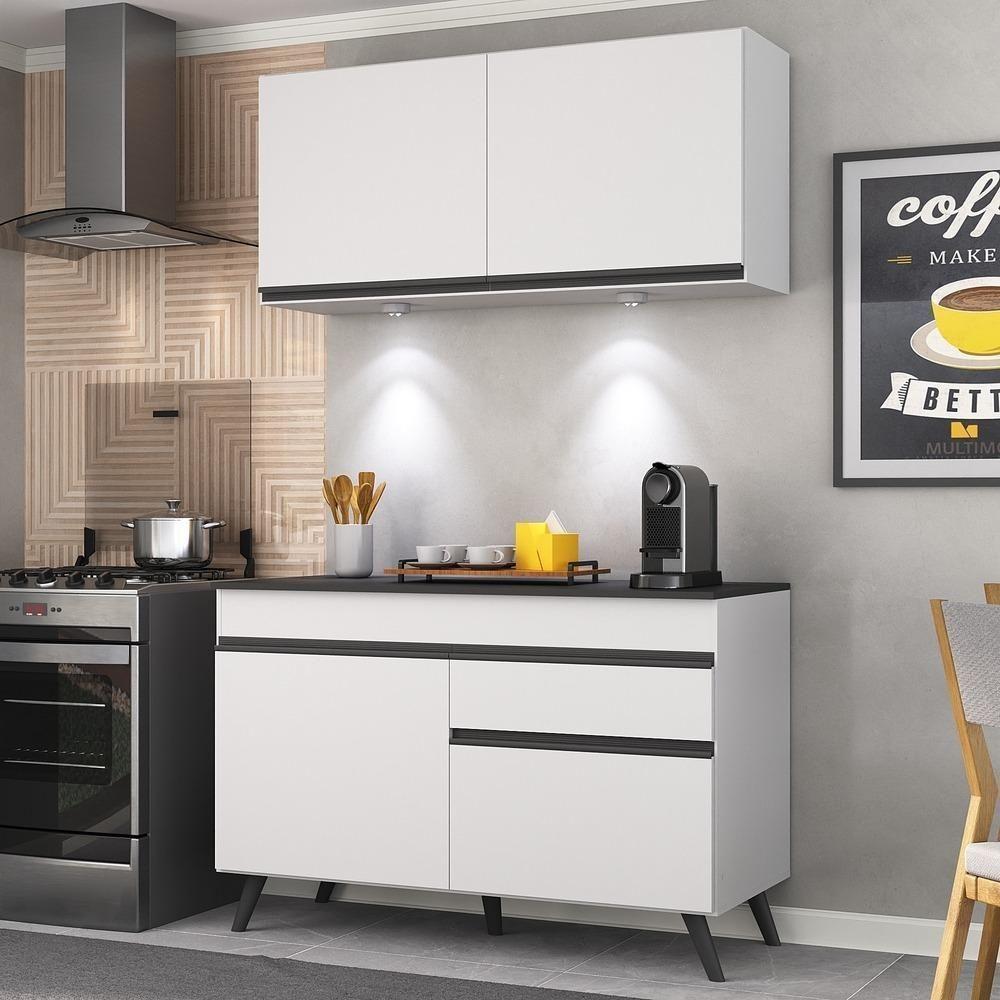 Armário De Cozinha Compacta 2 Peças Com Leds Mp2012.964 Veneza Up Multimóveis Branco - 1