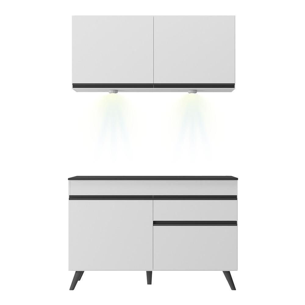 Armário De Cozinha Compacta 2 Peças Com Leds Mp2012.964 Veneza Up Multimóveis Branco - 2