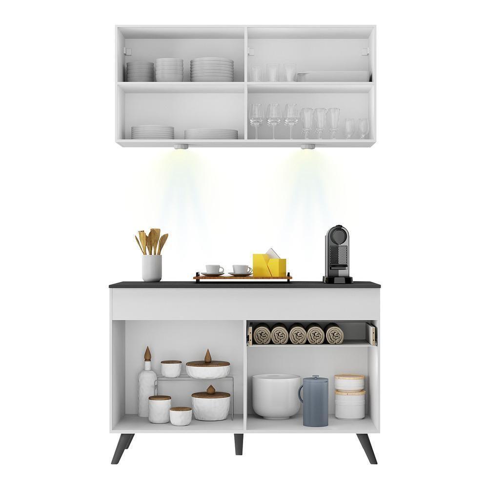 Armário De Cozinha Compacta 2 Peças Com Leds Mp2012.964 Veneza Up Multimóveis Branco - 3