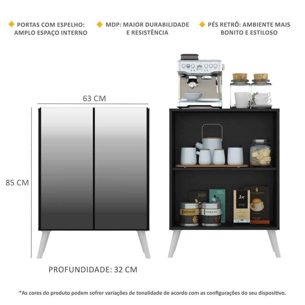 Aparador Cantinho do Café e 2 Portas Multimóveis Preto - 4
