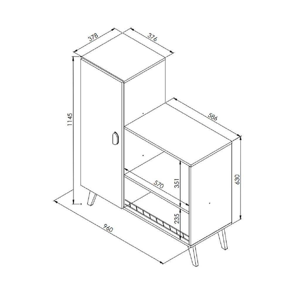 Balcão Retrô Para Forno E Microondas Com Fruteira Multimóveis Cr20095 Branco Branco - 3