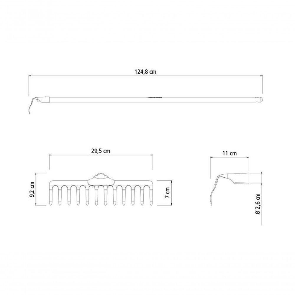 Ancinho Curvo Tramontina Metálico Leve 12 Dentes Com Cabo De Madeira 120cm - 3
