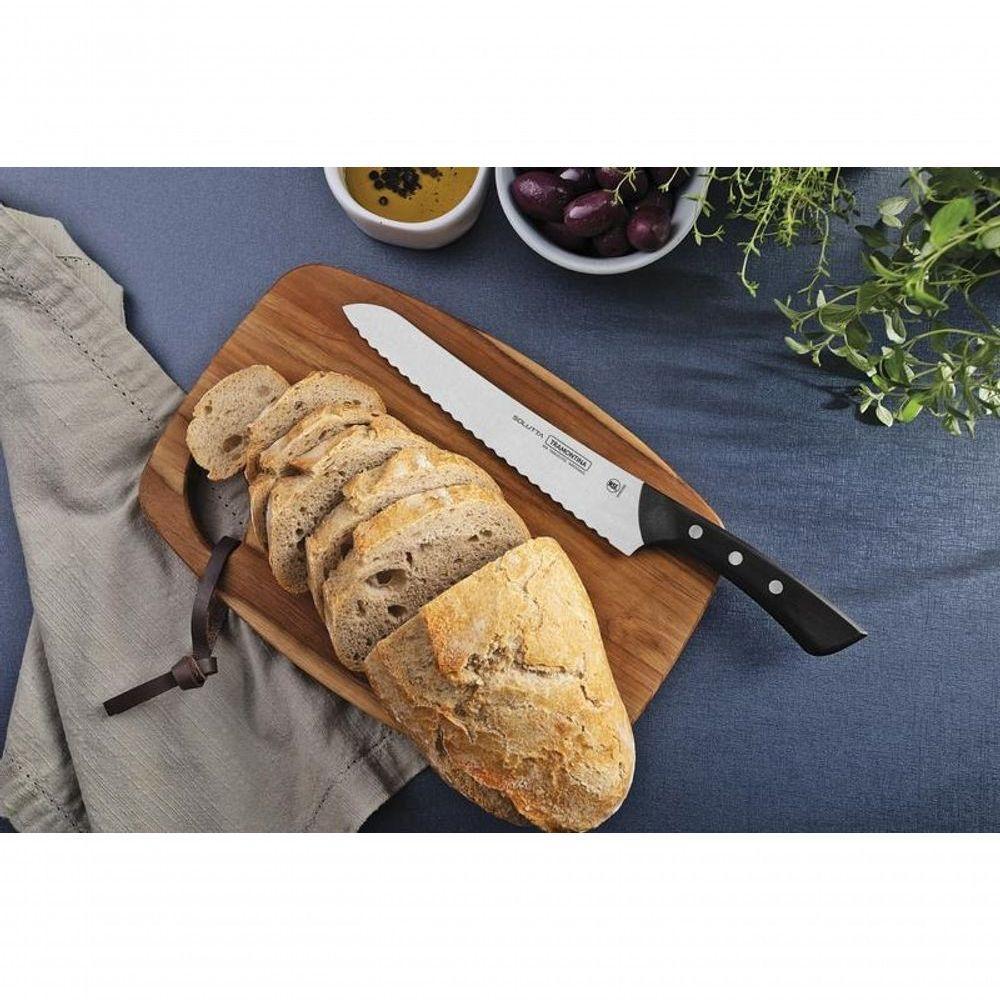 Faca Para Pão Tramontina Solutta Em Aço Inox E Cabo Em Policarbonato Preto 8" - 2