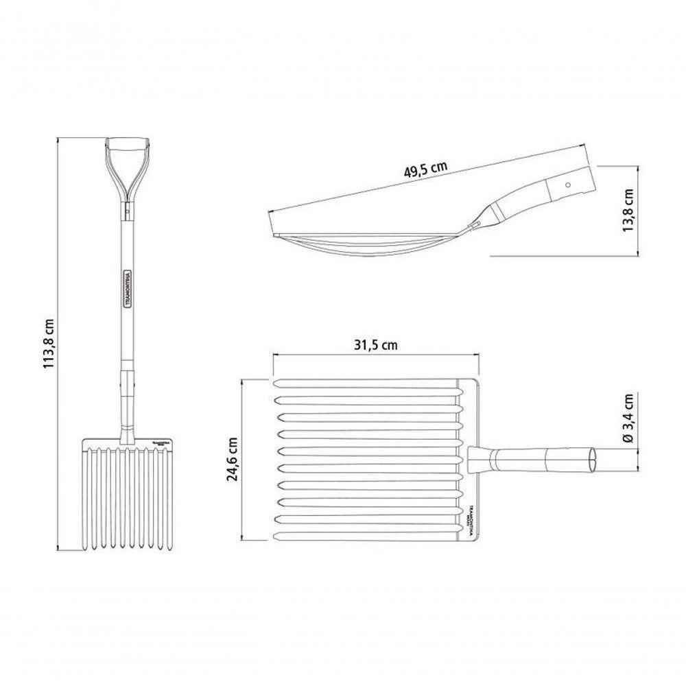 Forcado Para Cascalho Tramontina 10 Dentes Com Cabo De Madeira 74cm - 4