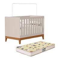 Berço Americano Mini Cama Flip Areia Fosco Com Colchão Supreme - Reller Móveis Areia Fosco - 1