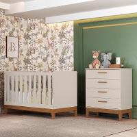Jogo De Quarto Infantil Flip Cômoda 4 Gavetas E Berço Americano Areia Fosco - Reller Móveis Areia Fosco - 2