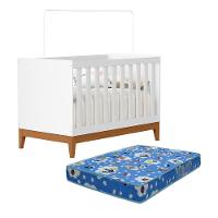 Berço Americano Mini Cama Flip Branco Fosco Com Colchão Baby Physical - Reller Móveis Branco Fosco - 1