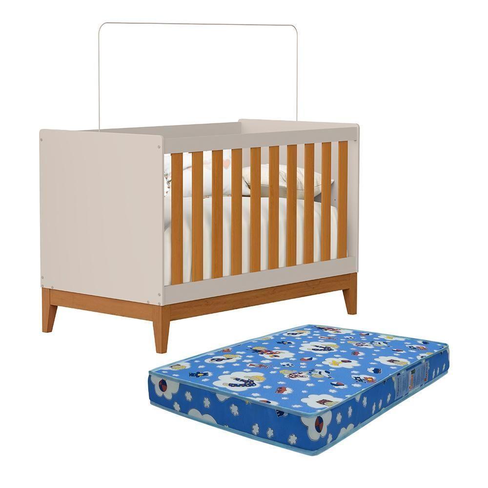 Berço Americano Mini Cama Flip Areia Fosco-savana Com Colchão Baby Physical - Reller Móveis Areia Fosco-savana - 1