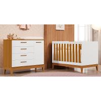 Jogo De Quarto Infantil Flip Cômoda 1 Porta E Berço Americano Branco Fosco-savana - Reller Móveis Branco Fosco-savana - 2